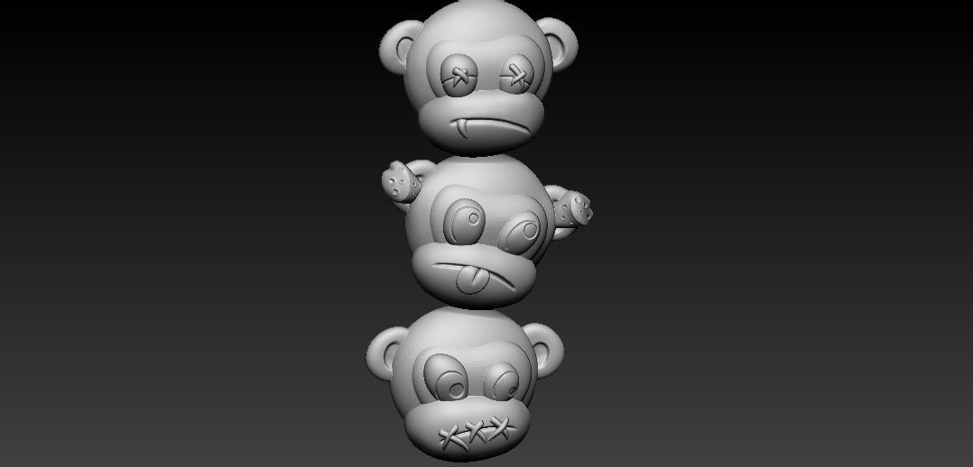 3 monkey model 3D print model_3