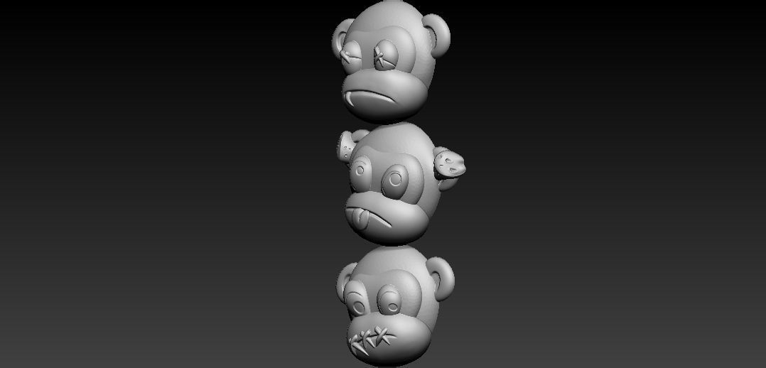 3 monkey model 3D print model_2
