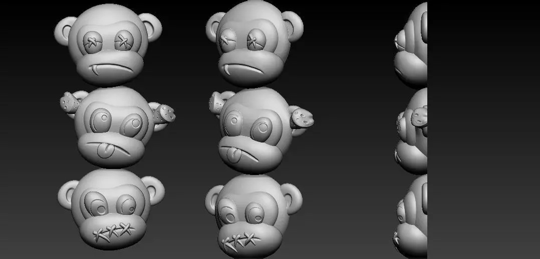 3 monkey model 3D print model_0