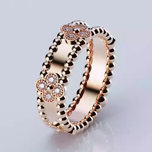Rings Perlee Sweet Clovers Style All Sizes Collection 3D print model