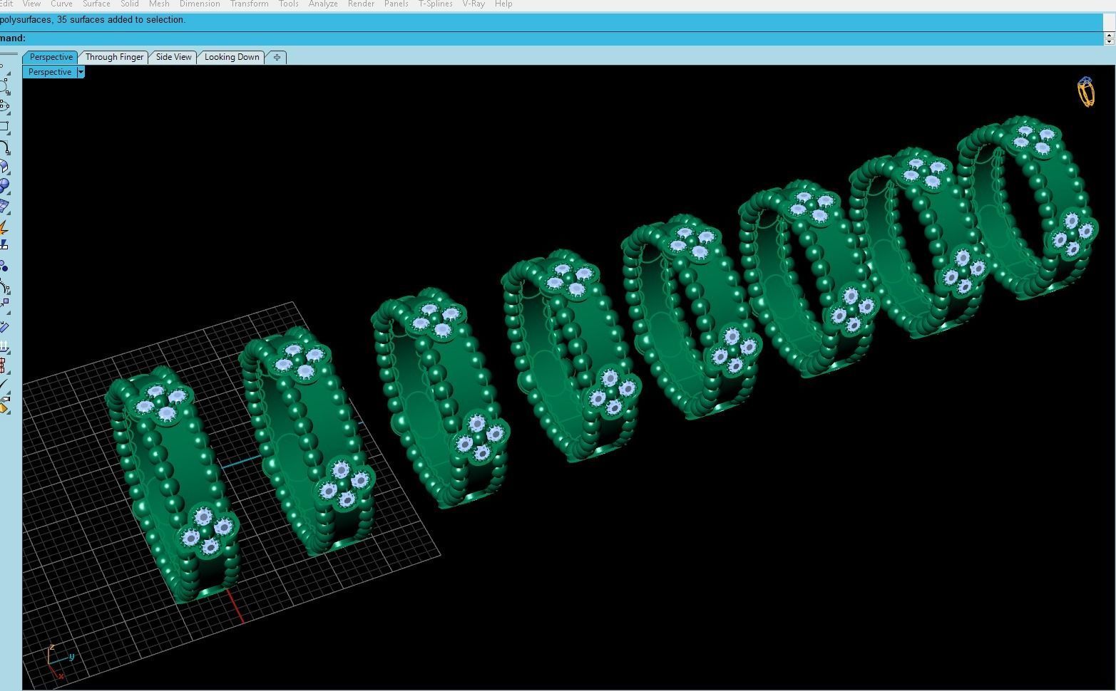 Rings Perlee Sweet Clovers Style All Sizes Collection 3D print model_7