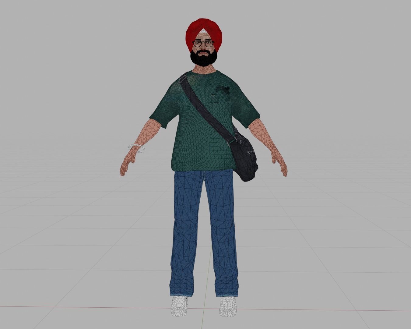 Sikh Sardar Saab 3D Character Low-poly 3D model_7