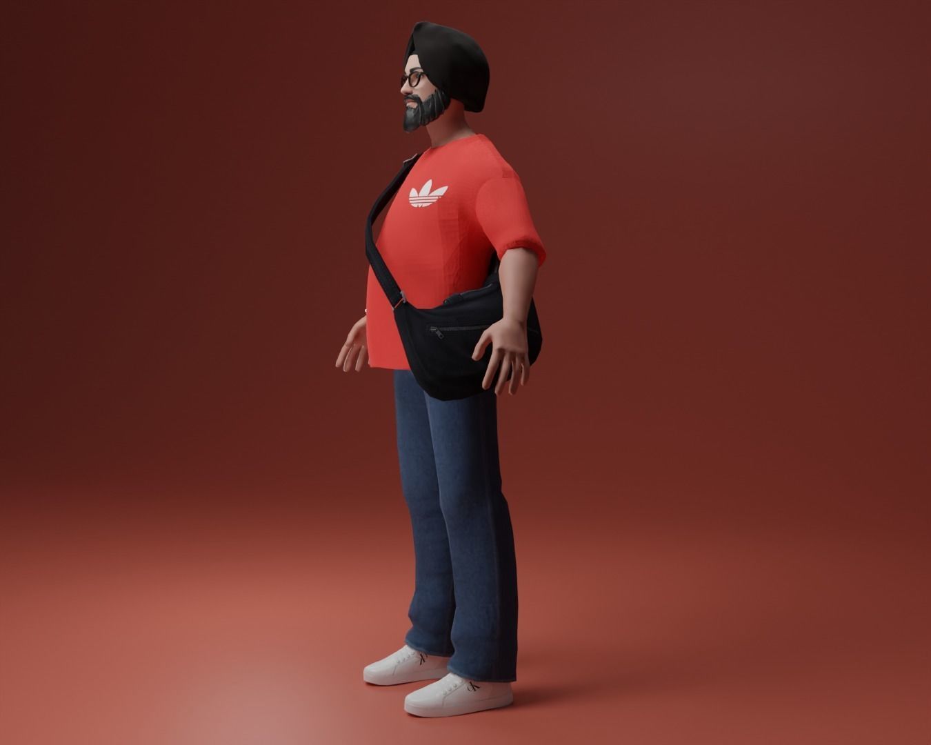 Sikh Sardar Saab 3D Character Low-poly 3D model_3