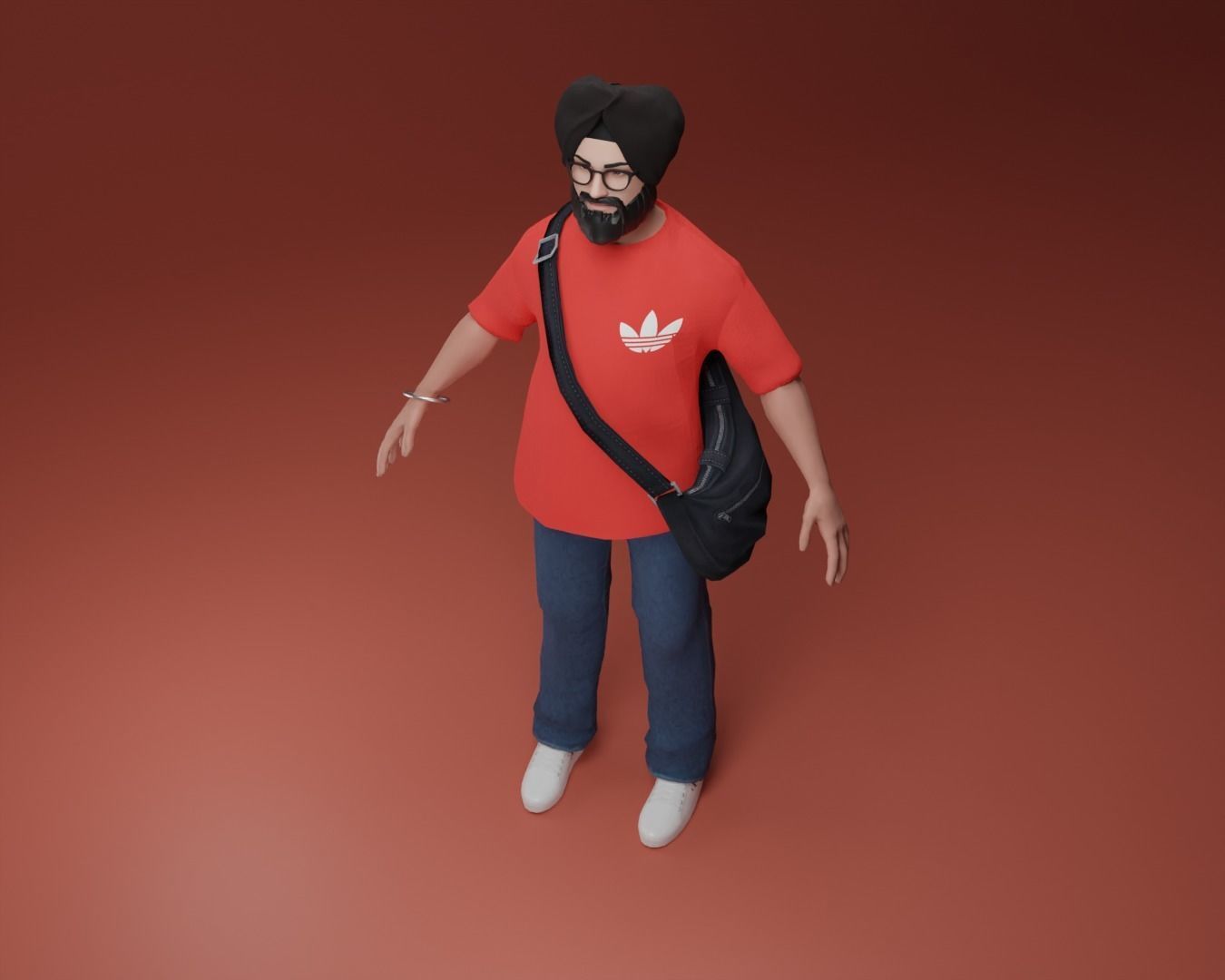 Sikh Sardar Saab 3D Character Low-poly 3D model_4