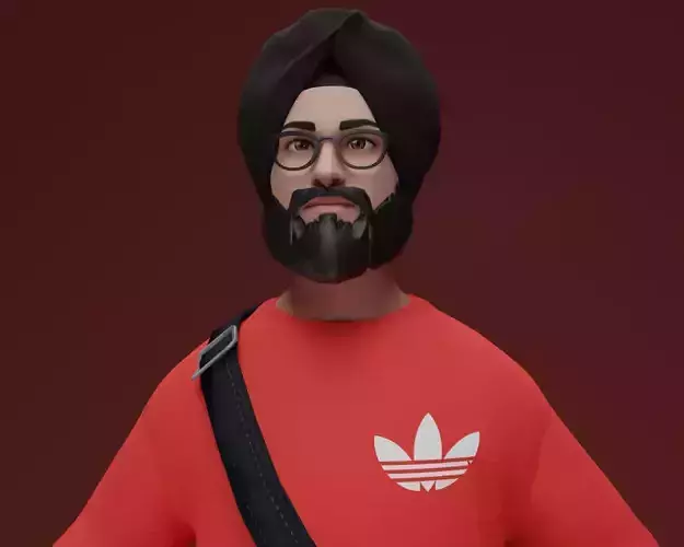 Sikh Sardar Saab 3D Character Low-poly 3D model