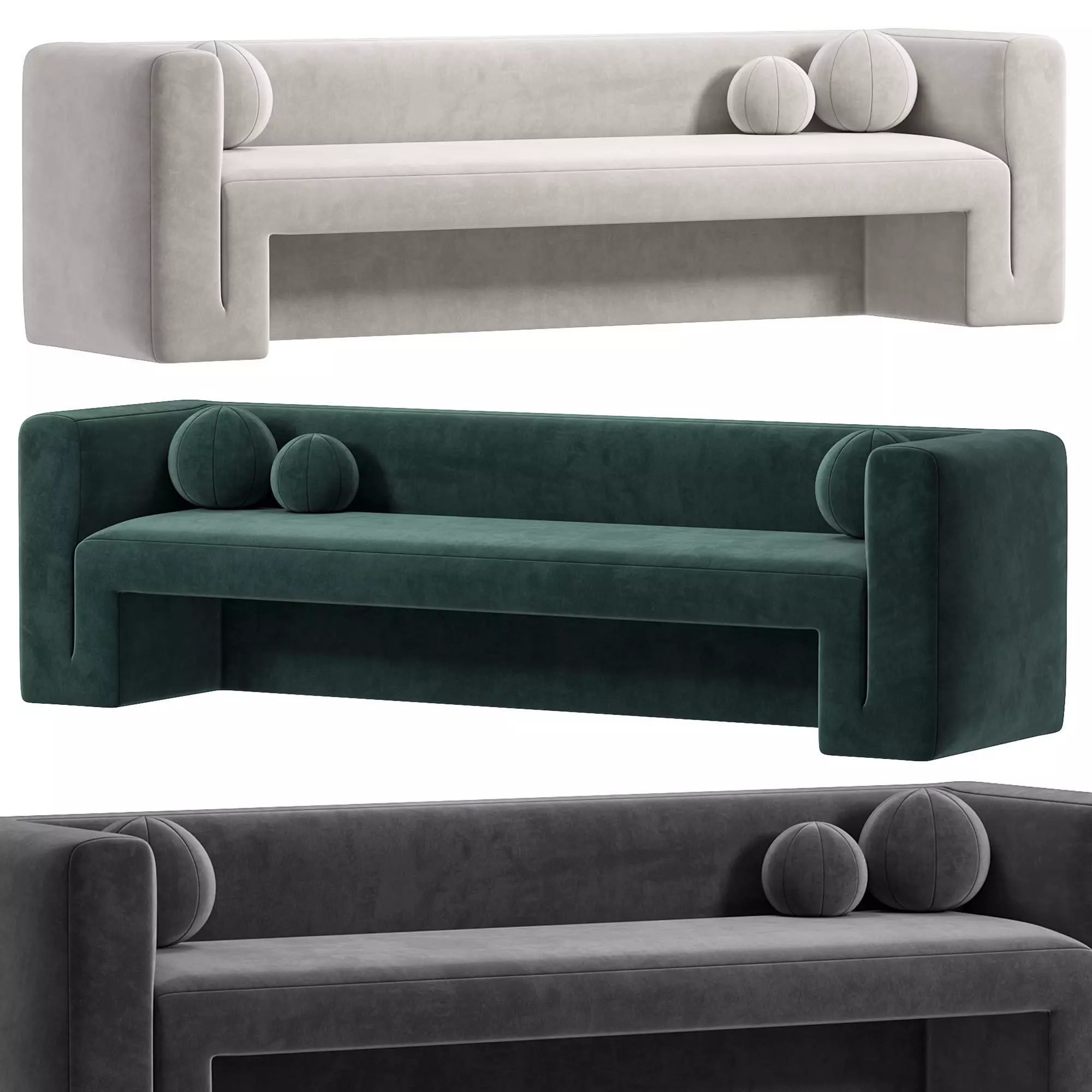 MATRA DEEP TEAL VELVET SOFA BY CB2 3D model_0