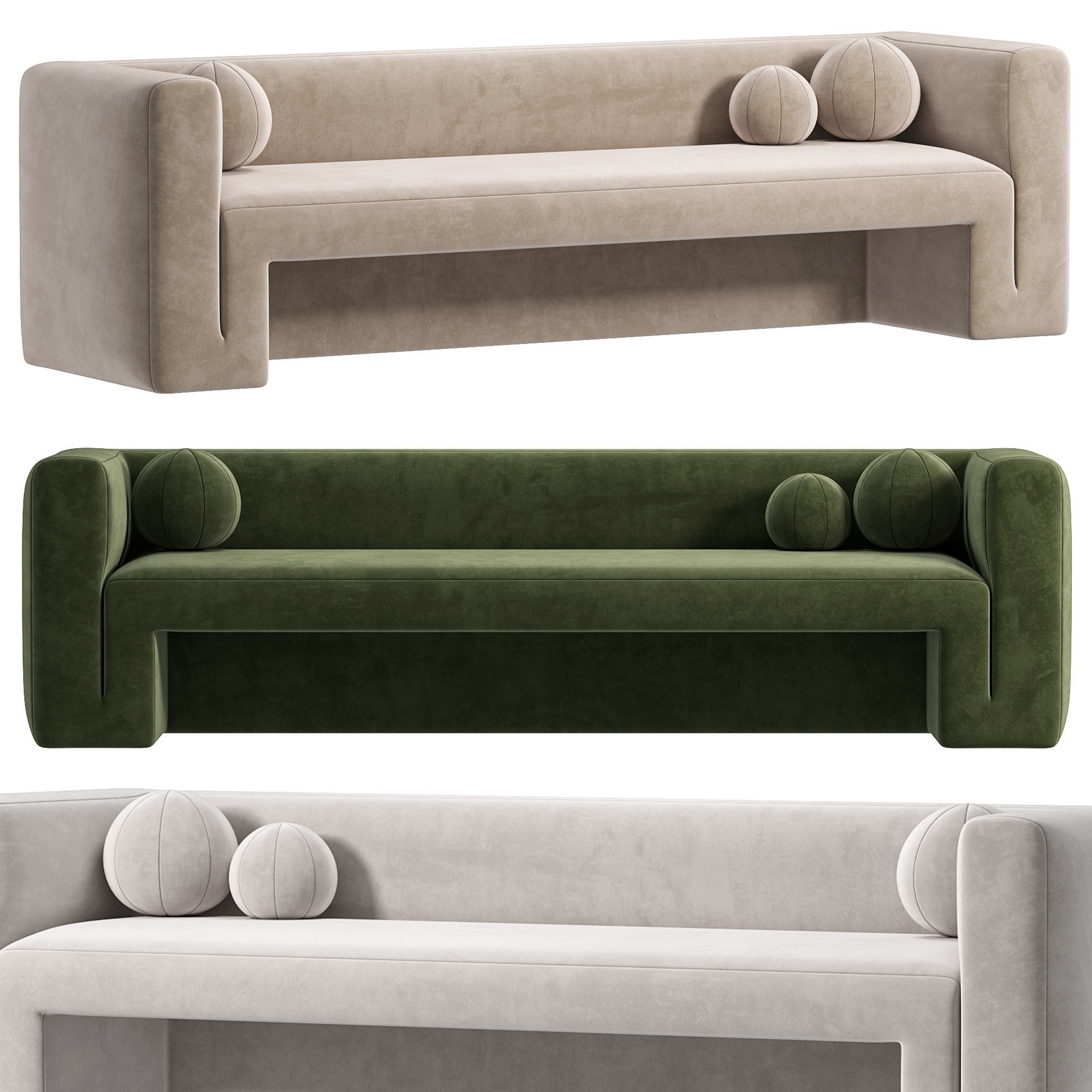 MATRA DEEP TEAL VELVET SOFA BY CB2 3D model_4