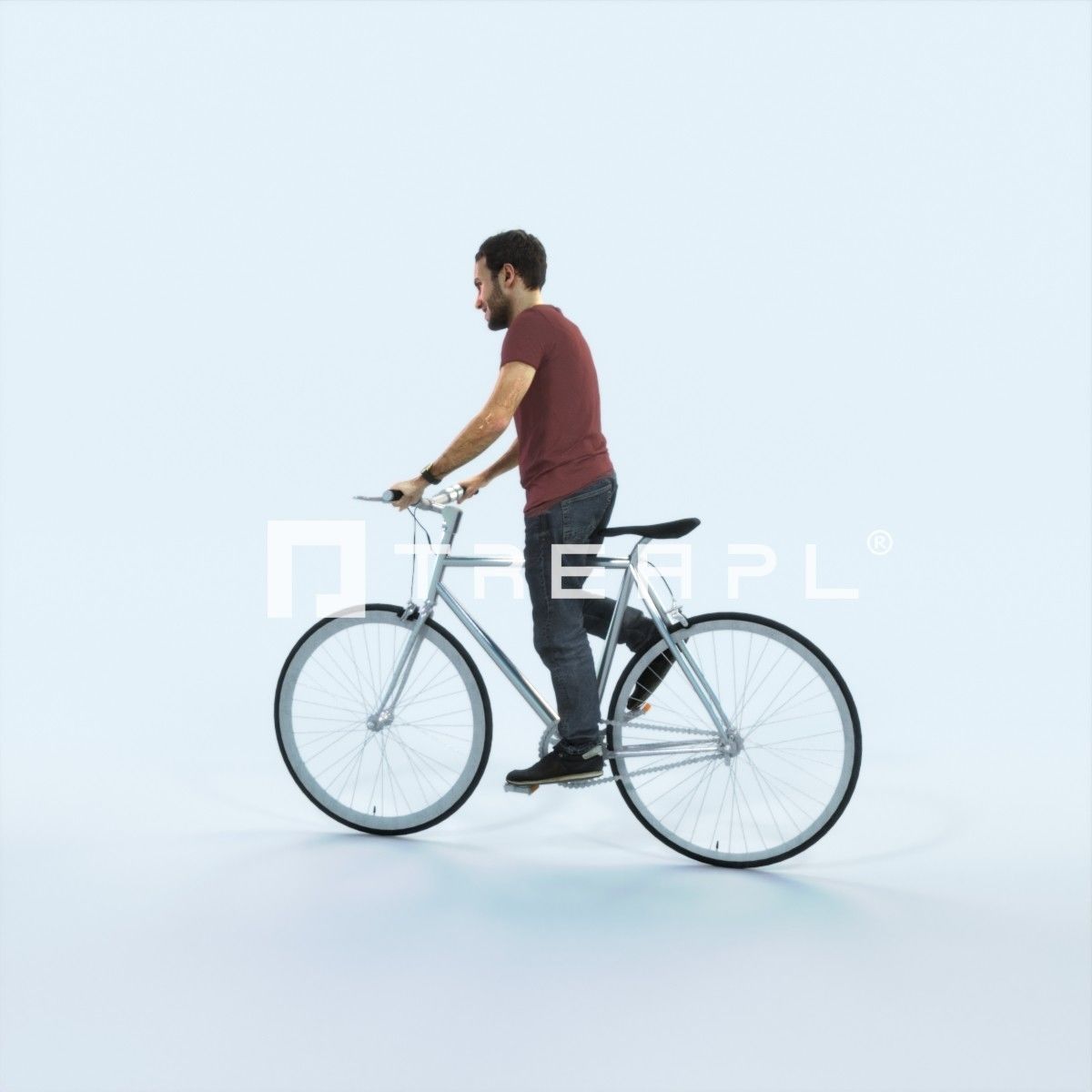 Flow 17A bicycle bike Casual Man Low-poly 3D model_4