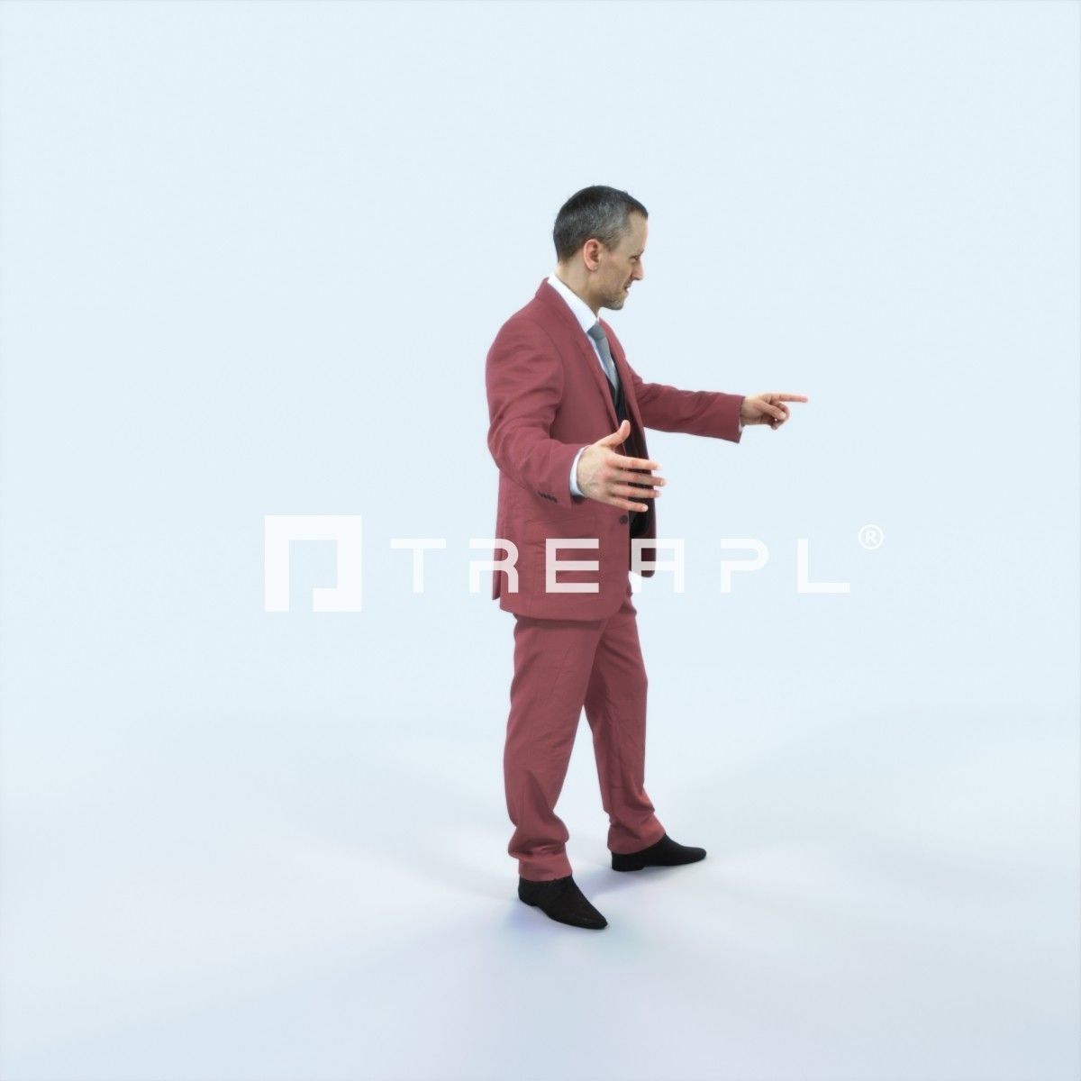 Fortitude 03L pointing Couple Pointing Elegant Man Low-poly 3D model_2