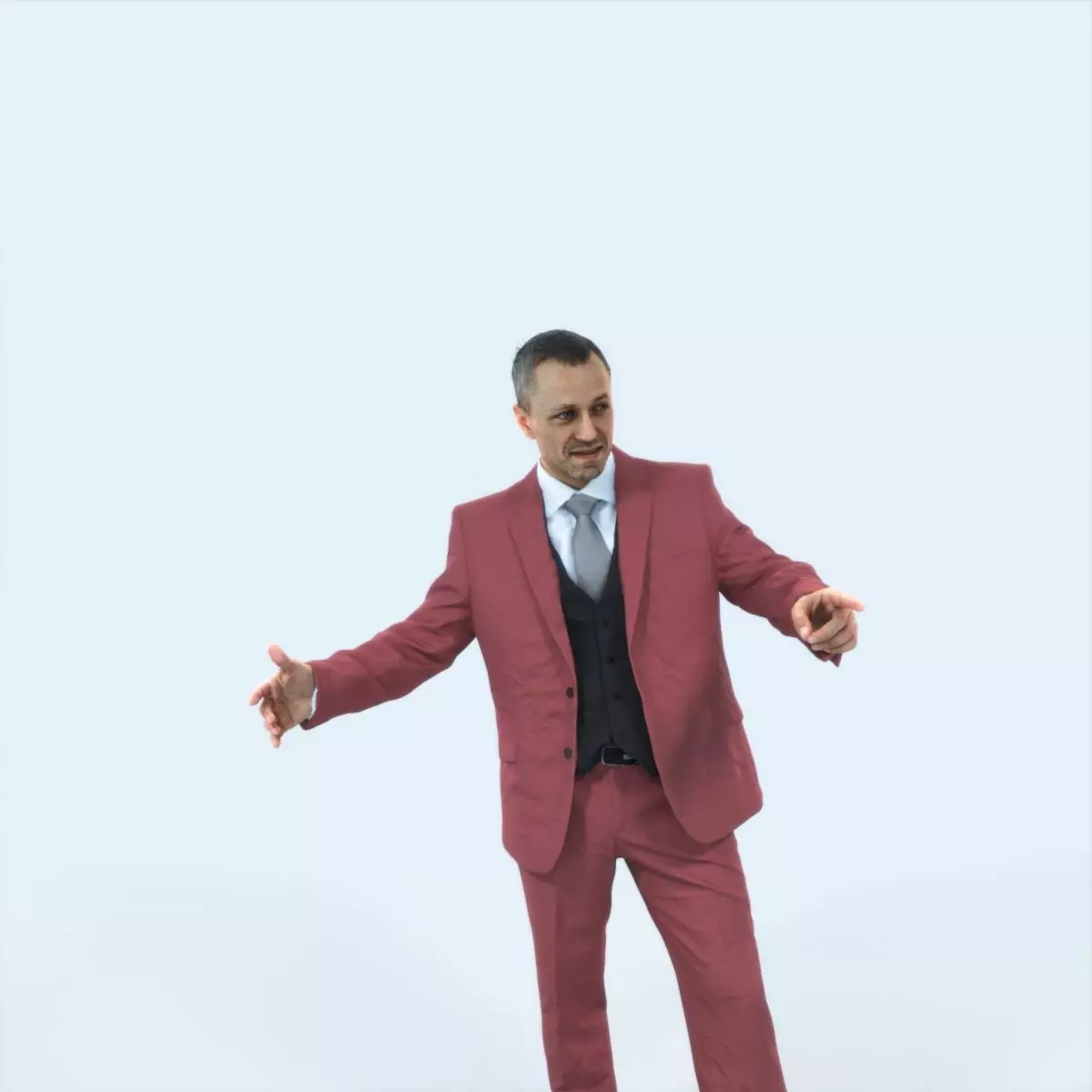 Fortitude 03L pointing Couple Pointing Elegant Man Low-poly 3D model_0