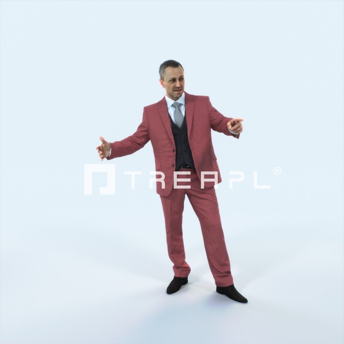 Fortitude 03L pointing Couple Pointing Elegant Man Low-poly 3D model_1