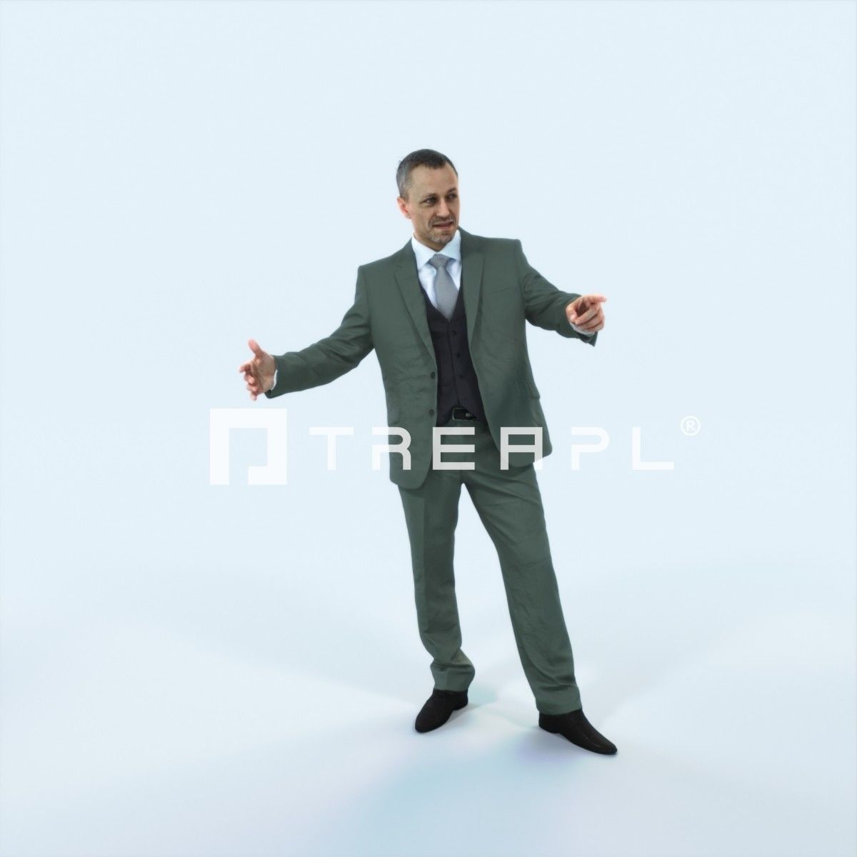 Fortitude 03I pointing Couple Pointing Elegant Man Low-poly 3D model_1