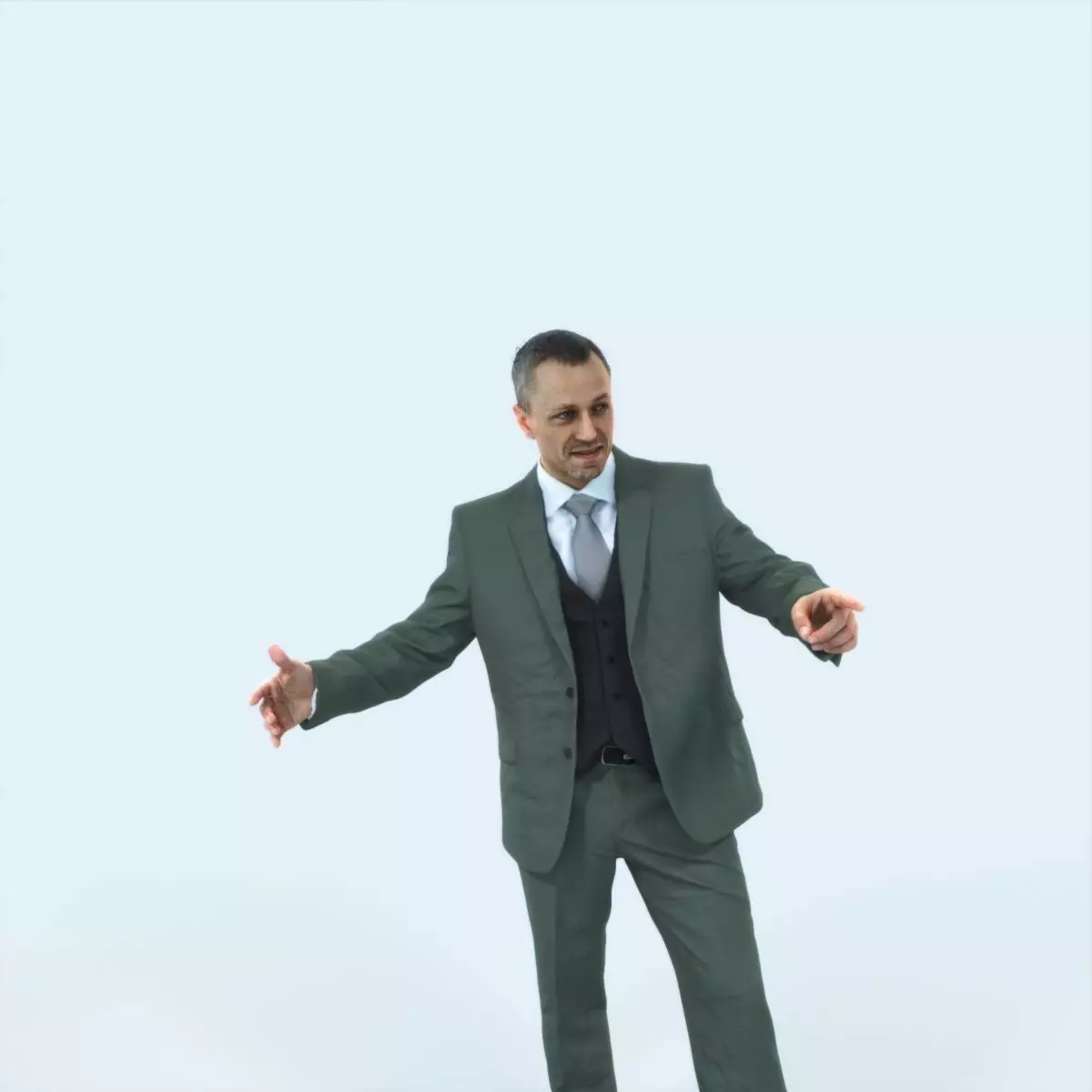 Fortitude 03I pointing Couple Pointing Elegant Man Low-poly 3D model_0