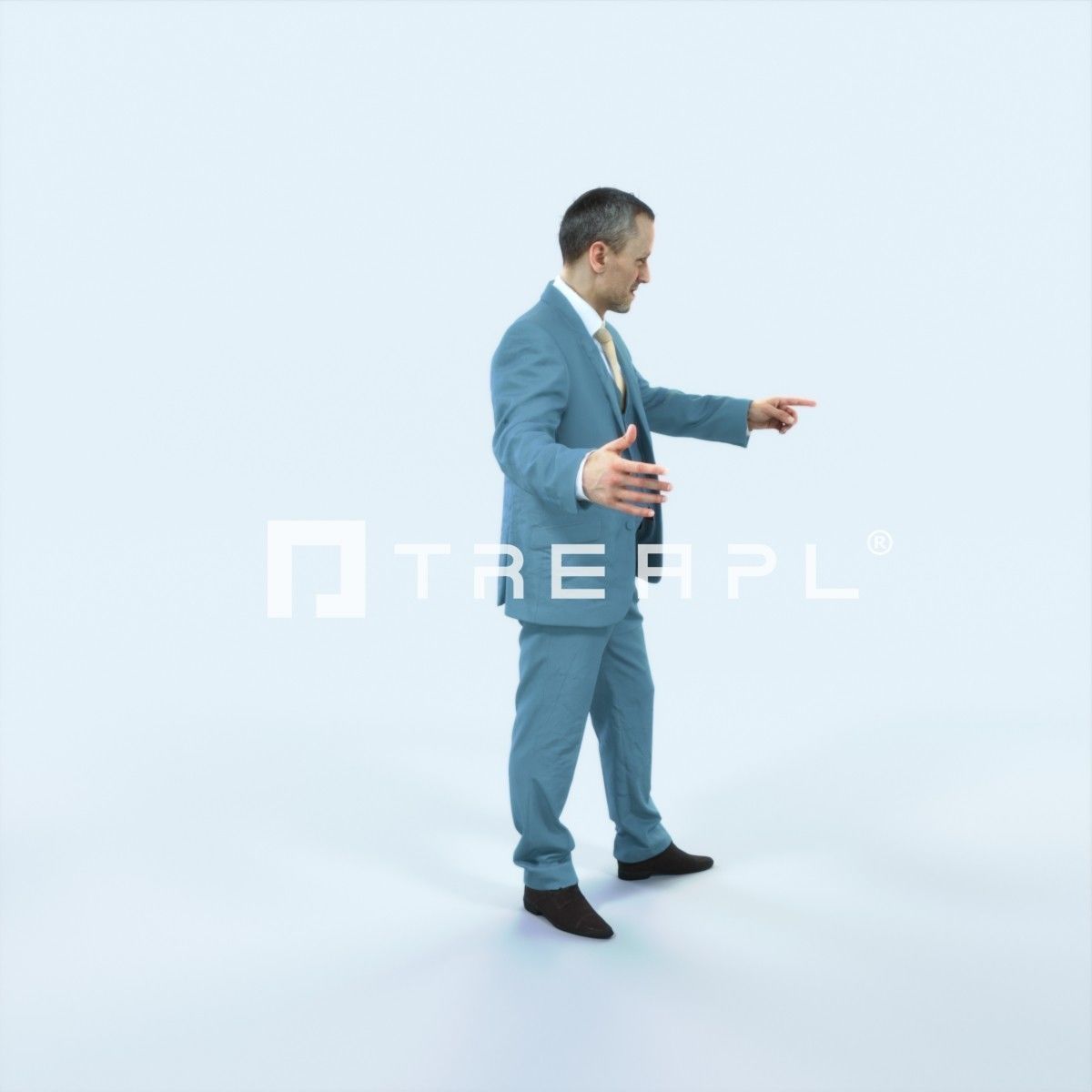 Fortitude 03F pointing Couple Pointing Elegant Man Low-poly 3D model_2