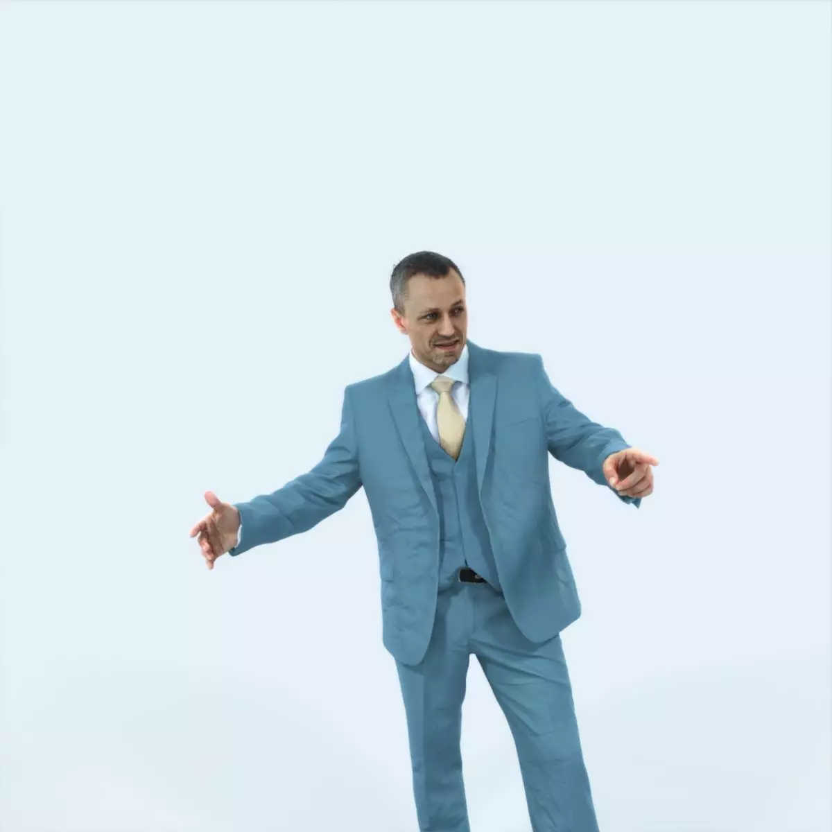 Fortitude 03F pointing Couple Pointing Elegant Man Low-poly 3D model_0