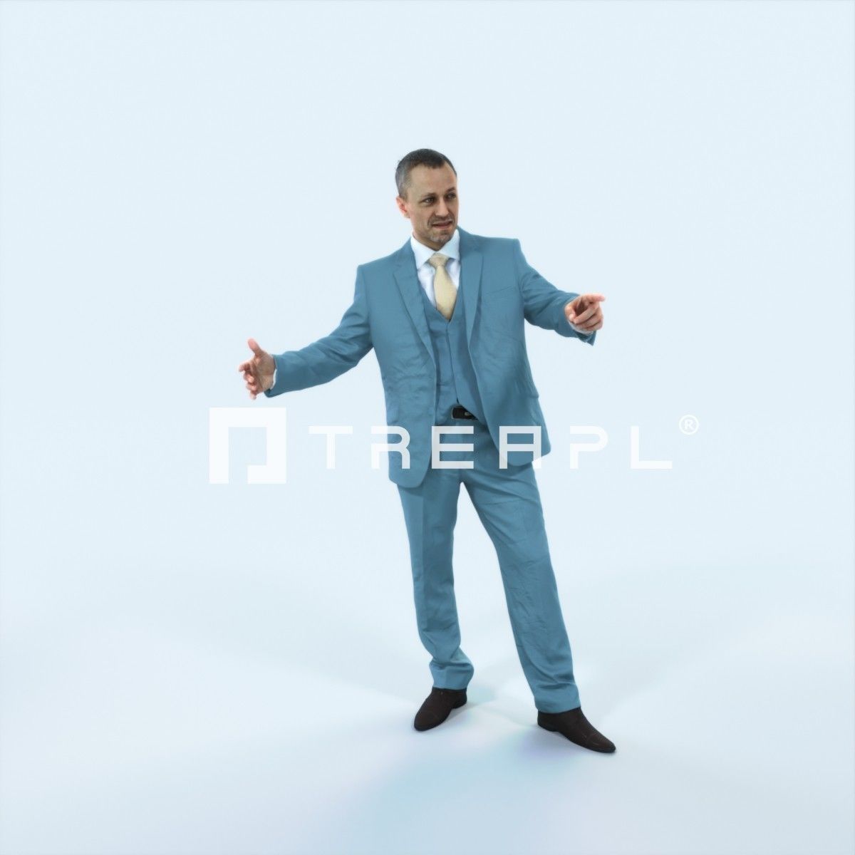 Fortitude 03F pointing Couple Pointing Elegant Man Low-poly 3D model_1