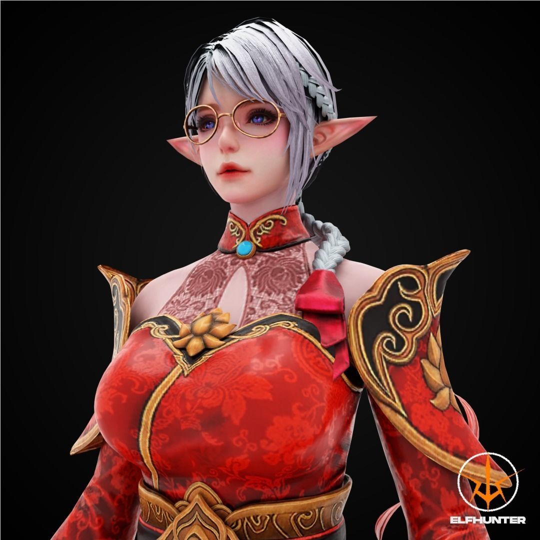 EXCLUSIVE ELF HUNTER EDITION RIGGED CHARACTER ELF LUNAR Low-poly 3D model_1