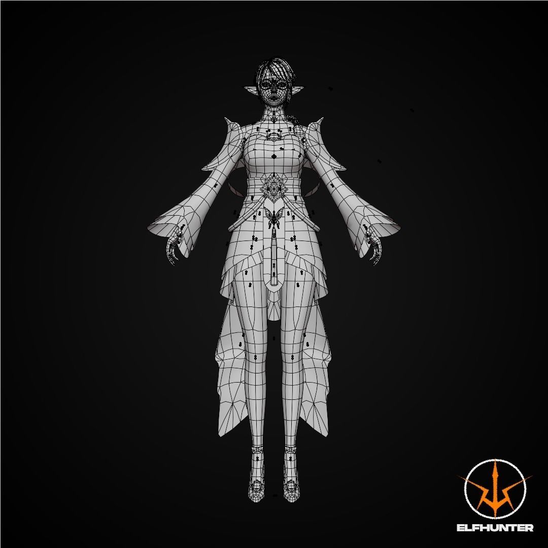 EXCLUSIVE ELF HUNTER EDITION RIGGED CHARACTER ELF LUNAR Low-poly 3D model_14
