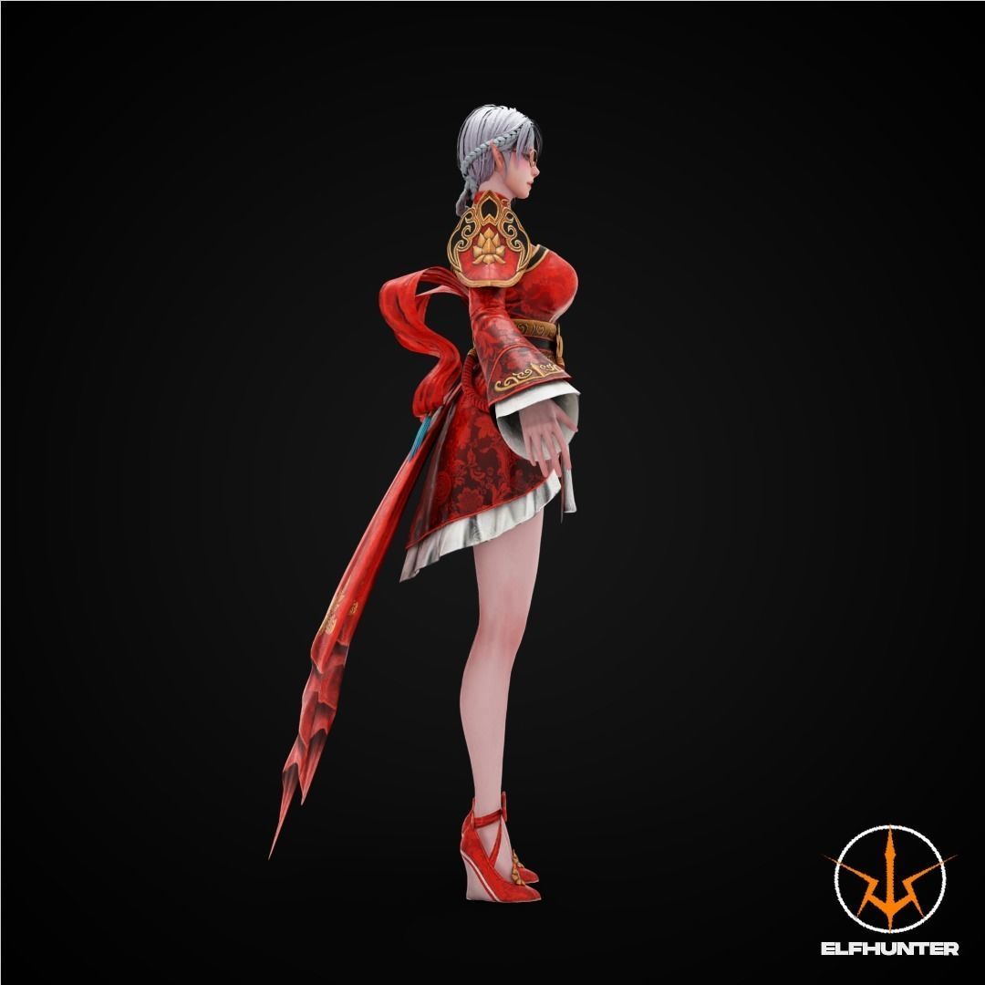 EXCLUSIVE ELF HUNTER EDITION RIGGED CHARACTER ELF LUNAR Low-poly 3D model_3