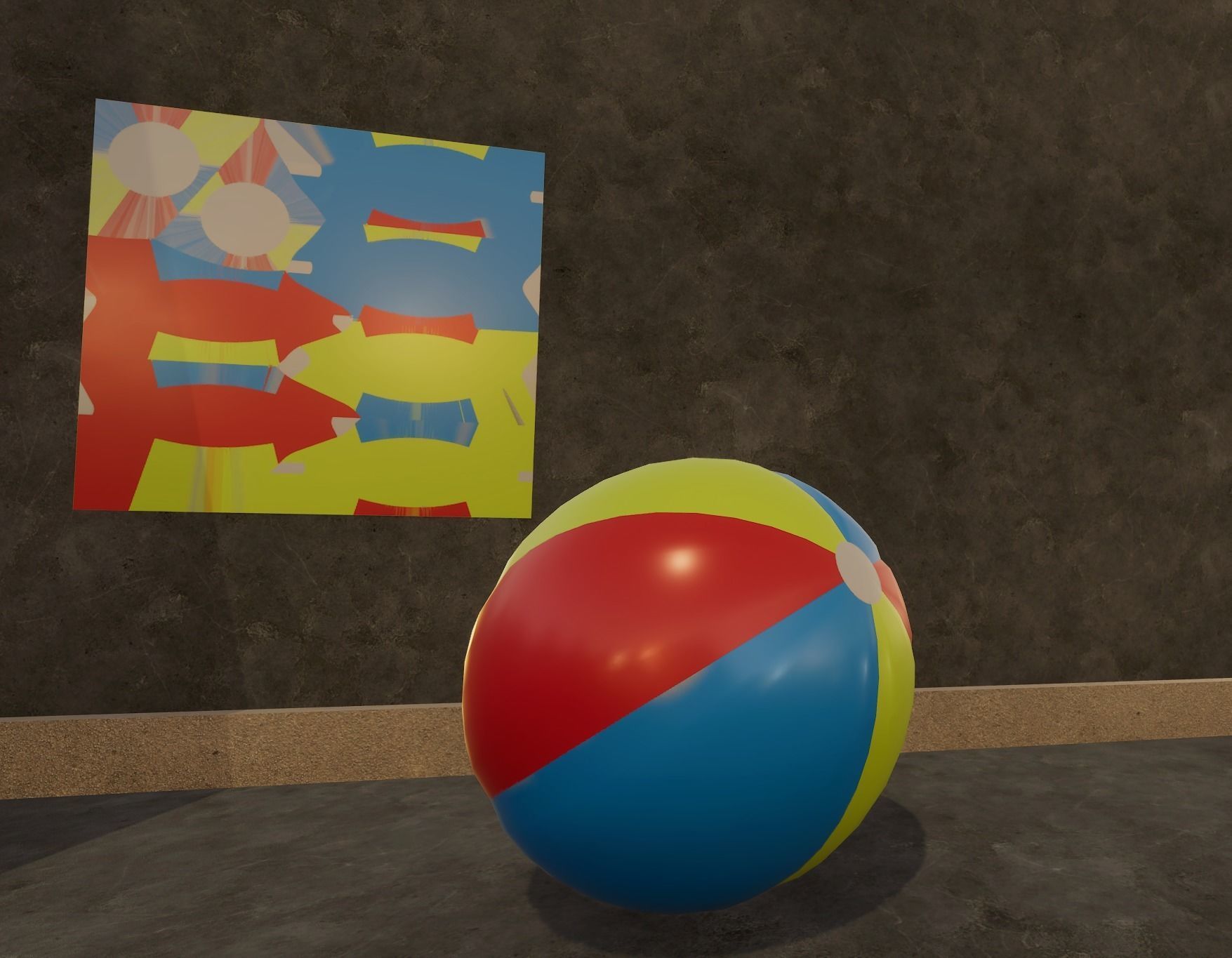 Fun simple beachball ready for gaming Low-poly 3D model_1