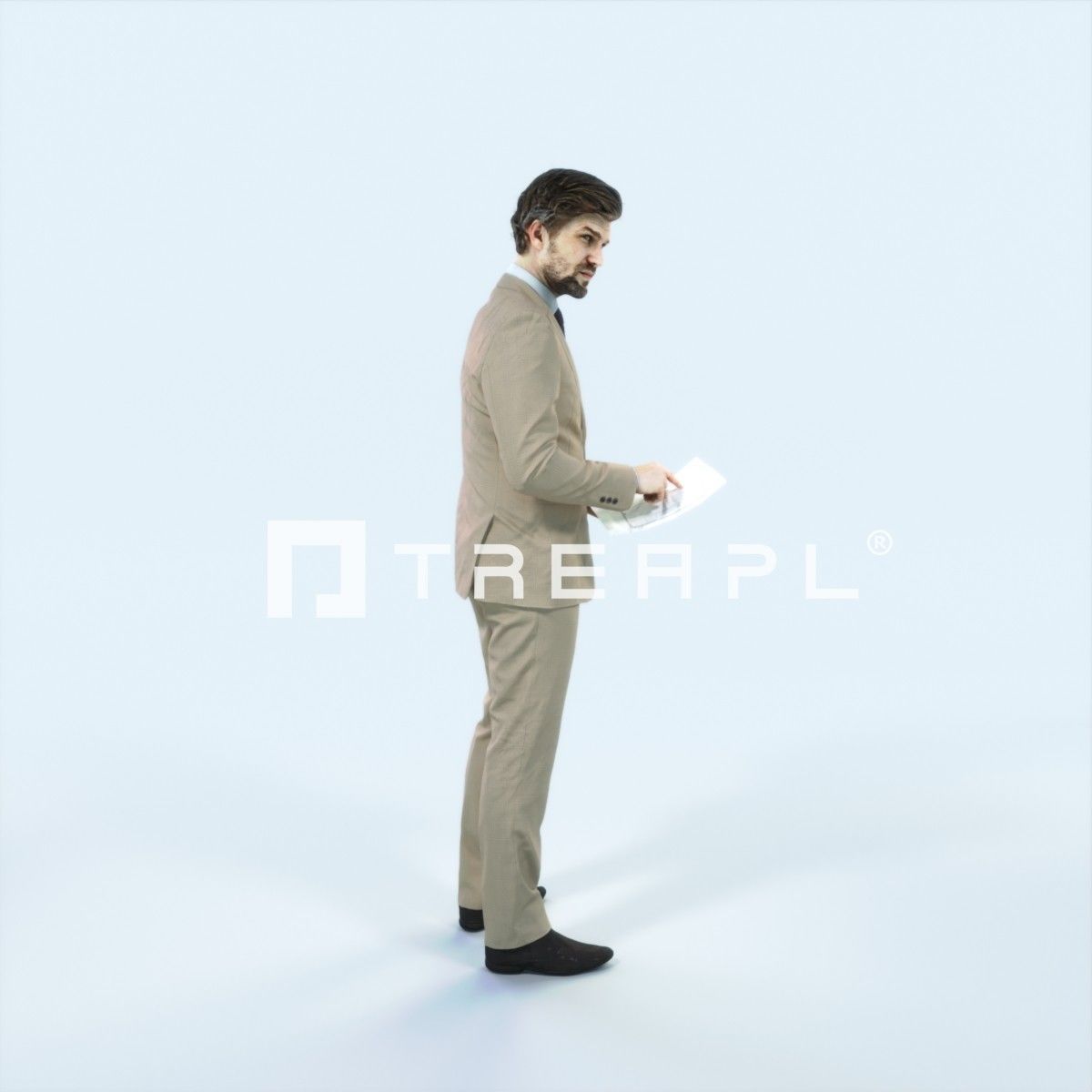 Ingrain 14K Documents Elegant Man Low-poly 3D model_2