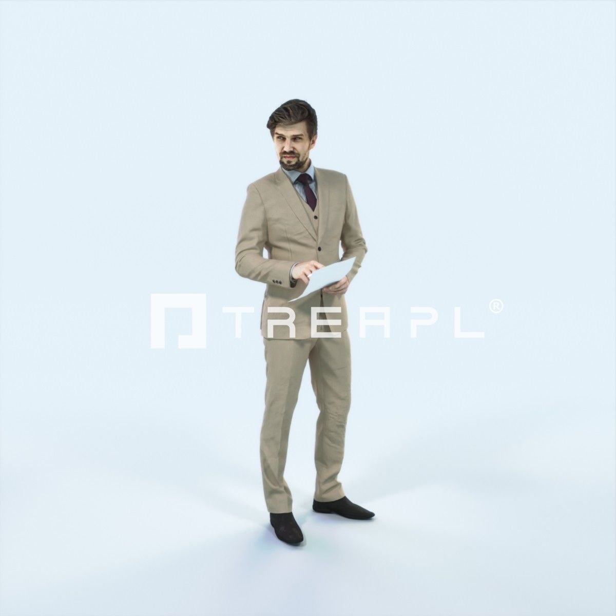 Ingrain 14K Documents Elegant Man Low-poly 3D model_1