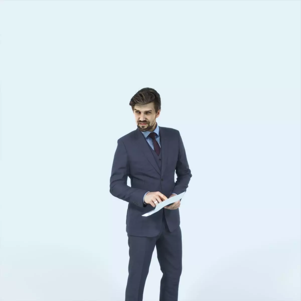 Ingrain 14J Documents Elegant Business Man Low-poly 3D model_0