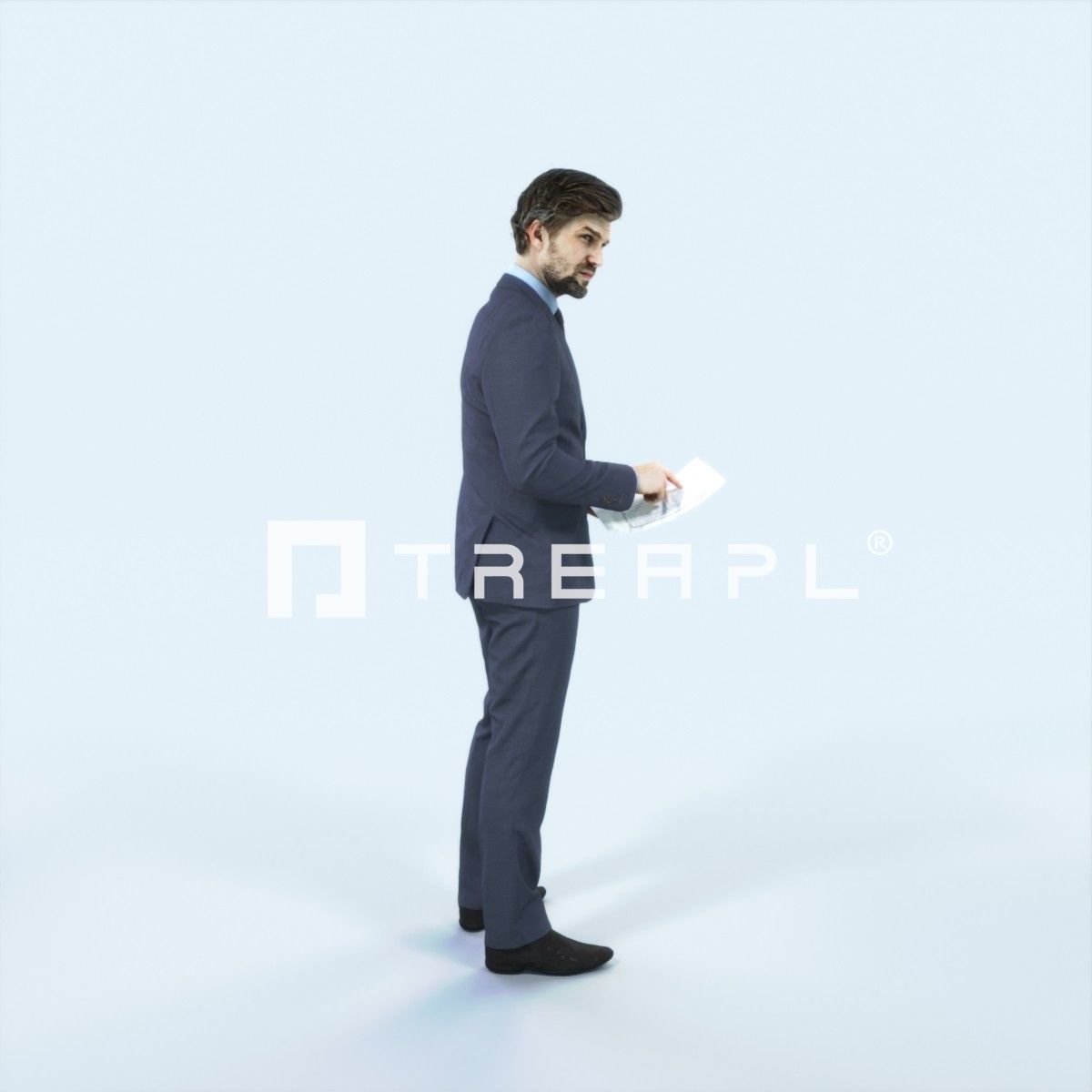 Ingrain 14J Documents Elegant Business Man Low-poly 3D model_2