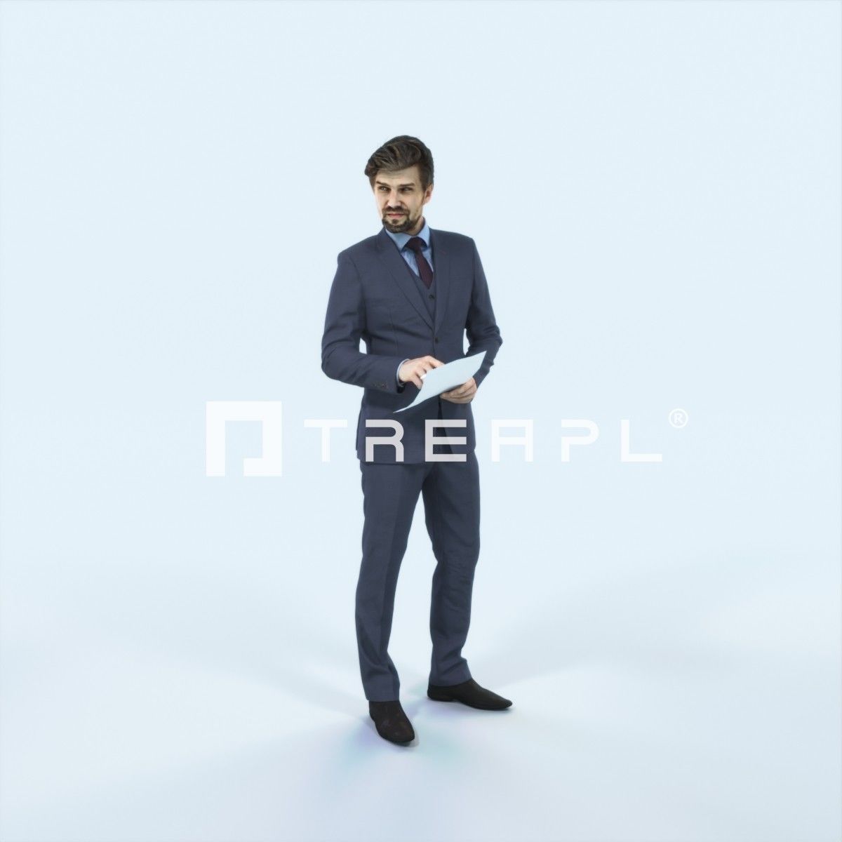 Ingrain 14J Documents Elegant Business Man Low-poly 3D model_1