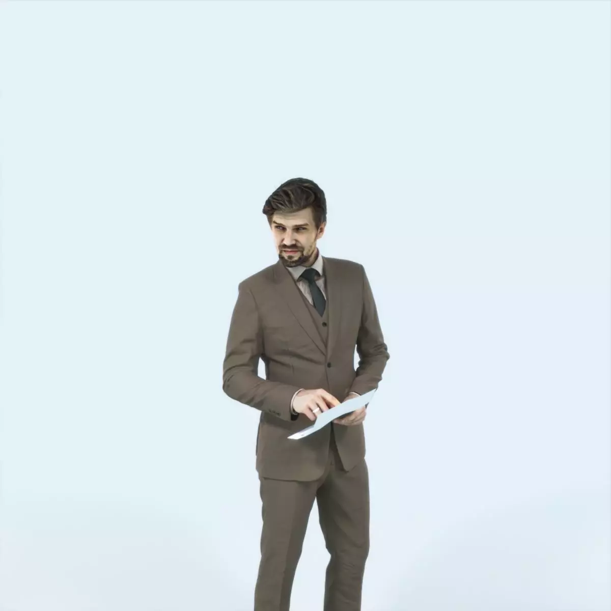 Ingrain 14G Documents Elegant Business Man Low-poly 3D model_0