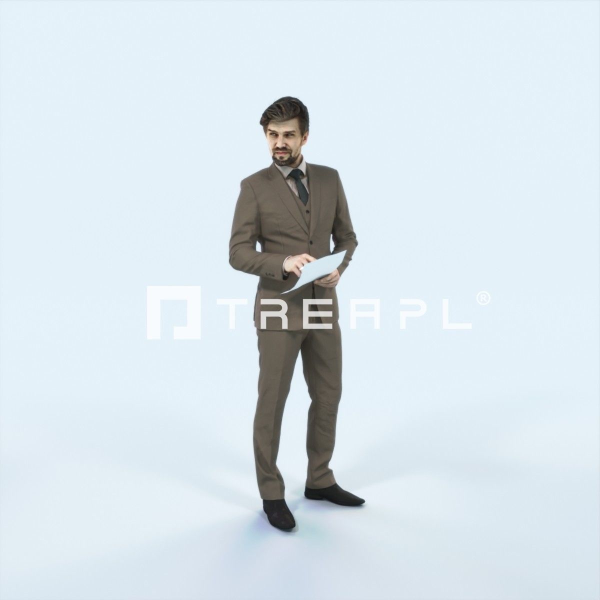 Ingrain 14G Documents Elegant Business Man Low-poly 3D model_1