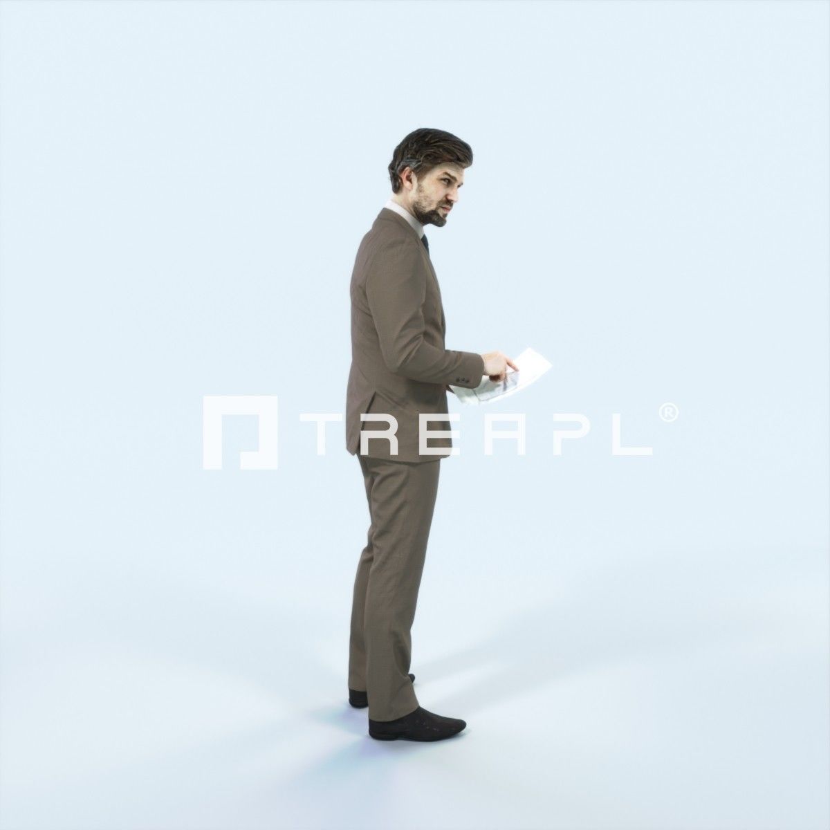 Ingrain 14G Documents Elegant Business Man Low-poly 3D model_2