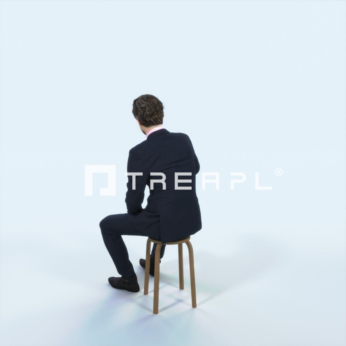 Ingrain 37J Calling Waiter Sitting Elegant Business Man Low-poly 3D model_4