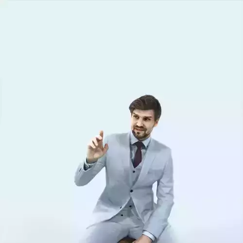 Ingrain 37I Calling Waiter Sitting Elegant Business Man