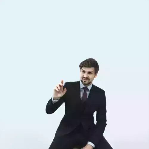 Ingrain 37B Calling Waiter Sitting Elegant Business Man