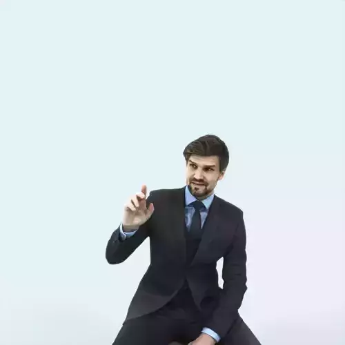 Ingrain 37A Calling Waiter Sitting Elegant Business Man