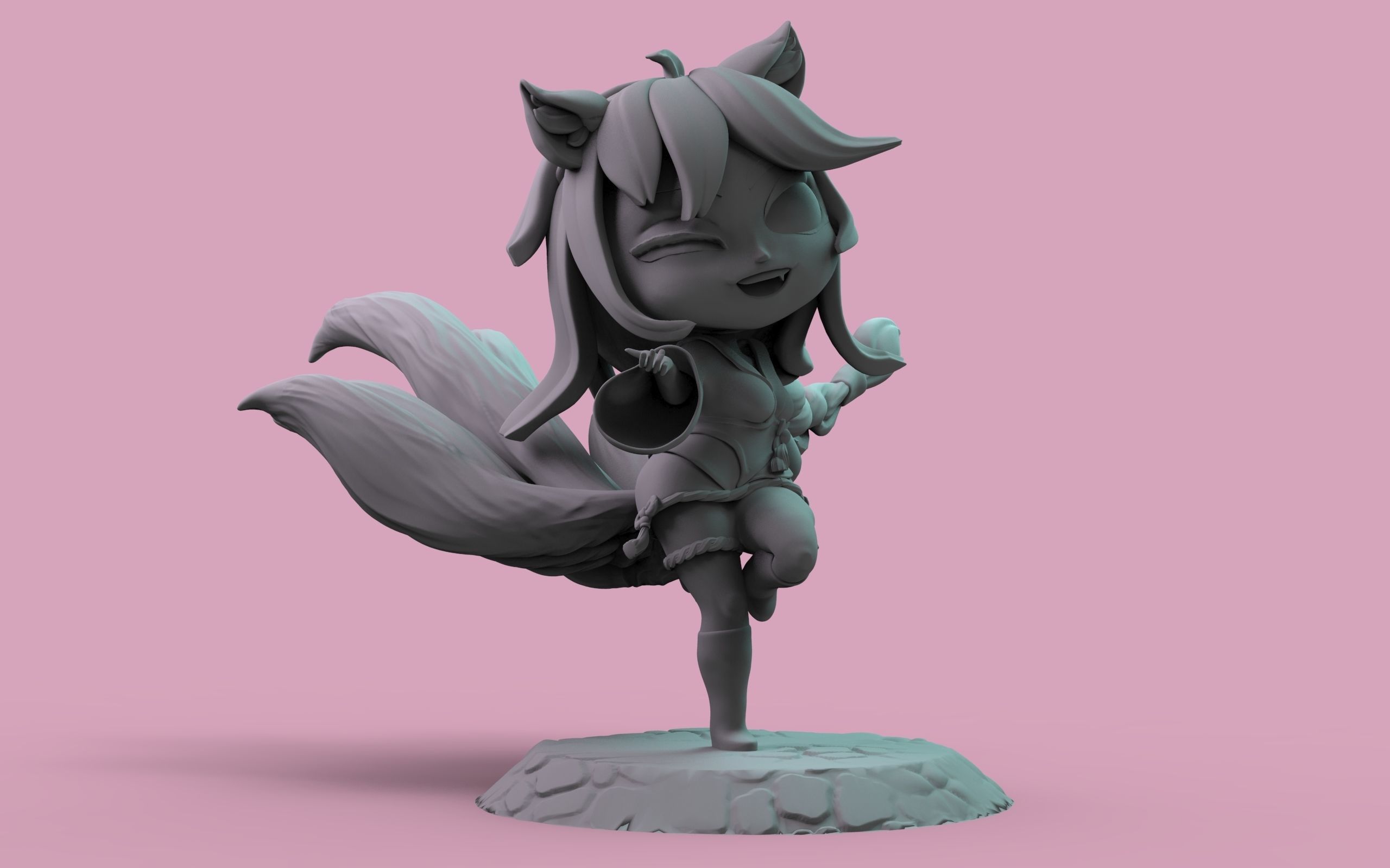 Chibi Ahri 3D print model_12