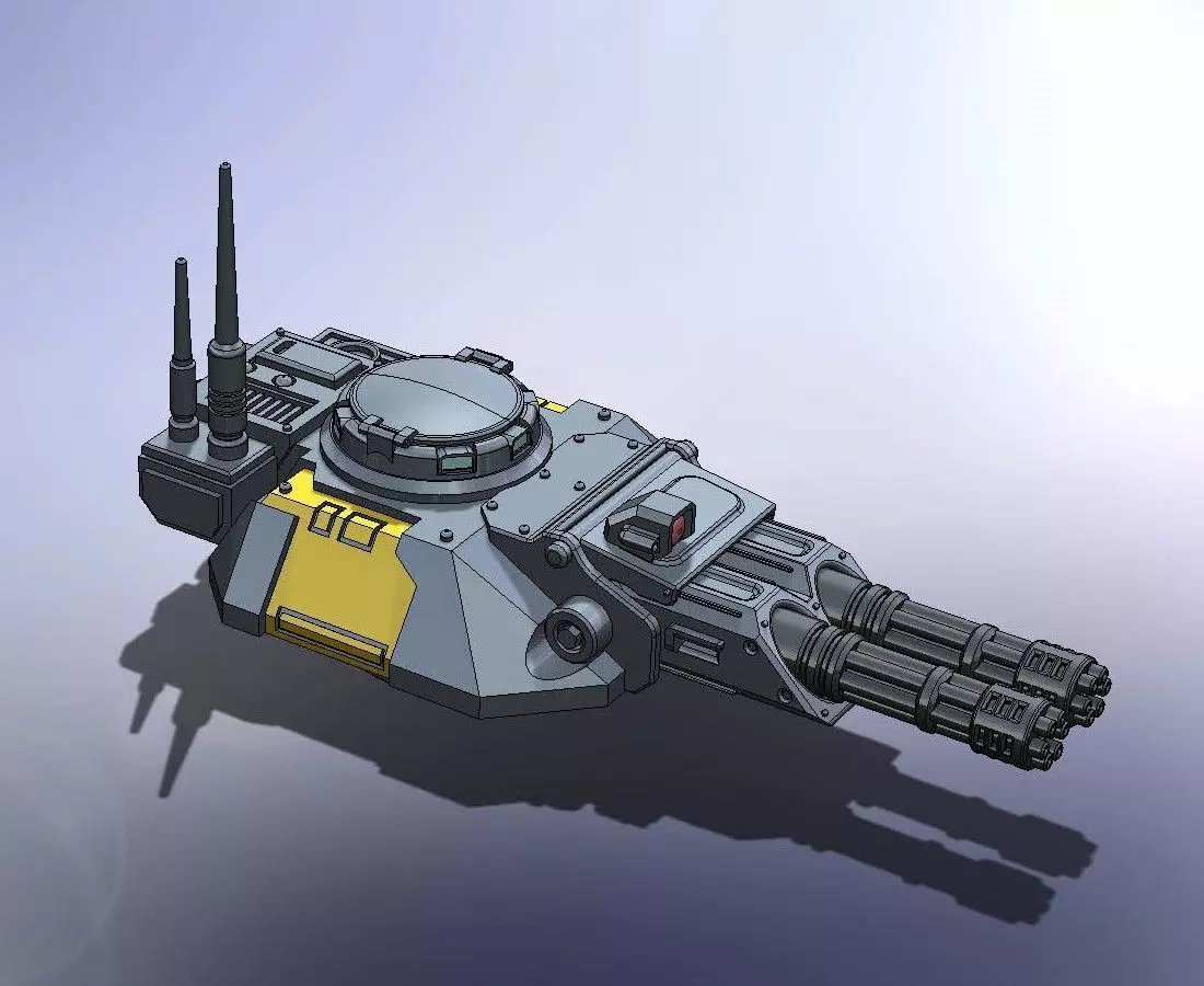 Double MiniGun Turret VW Talos pattern 3D print model_0