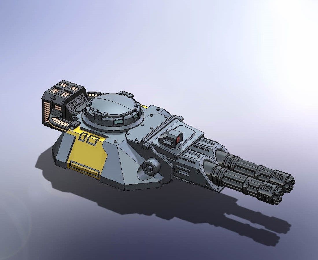 Double MiniGun Turret VW Talos pattern 3D print model_1