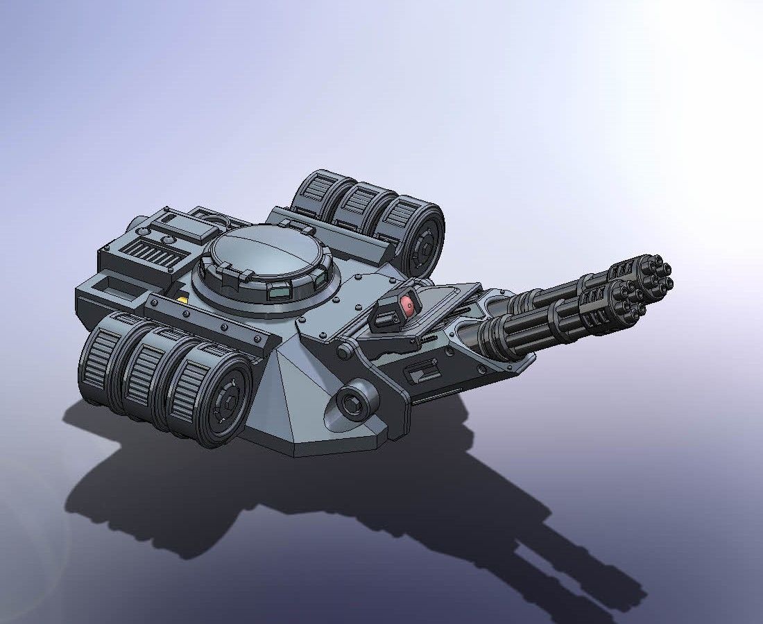 Double MiniGun Turret VW Talos pattern 3D print model_2