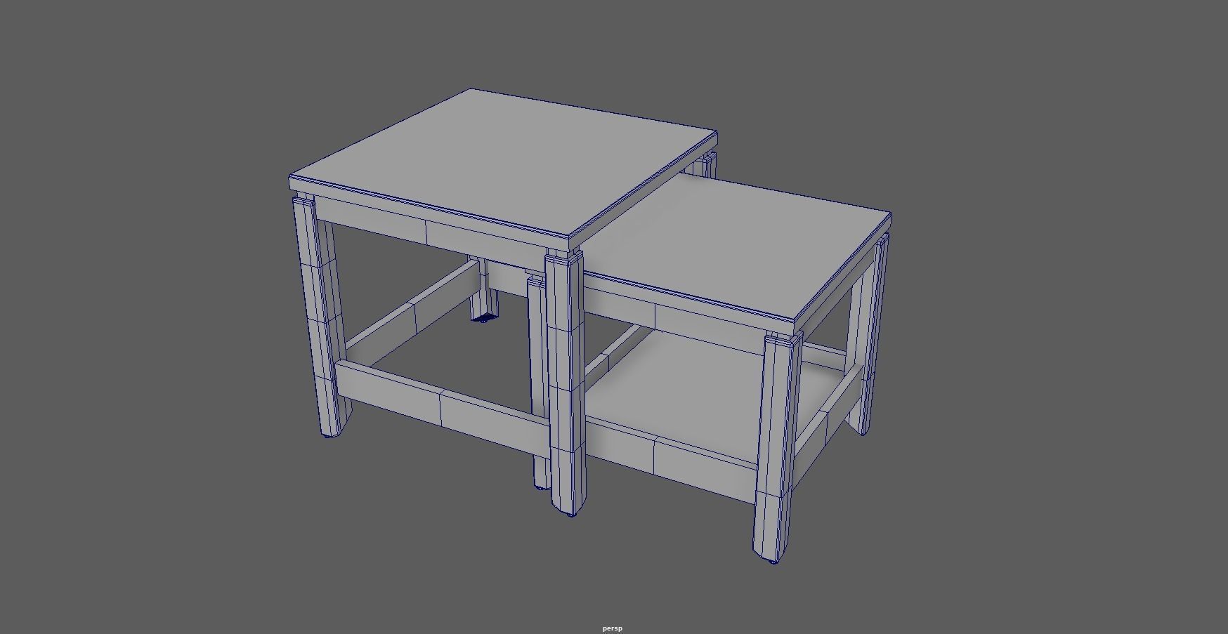 Nest of table - Coffee table - Side table - End table Low-poly 3D model_29