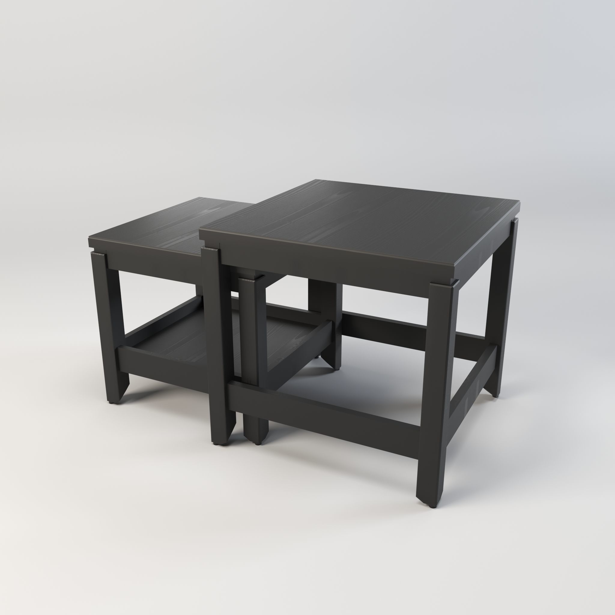 Nest of table - Coffee table - Side table - End table Low-poly 3D model_3