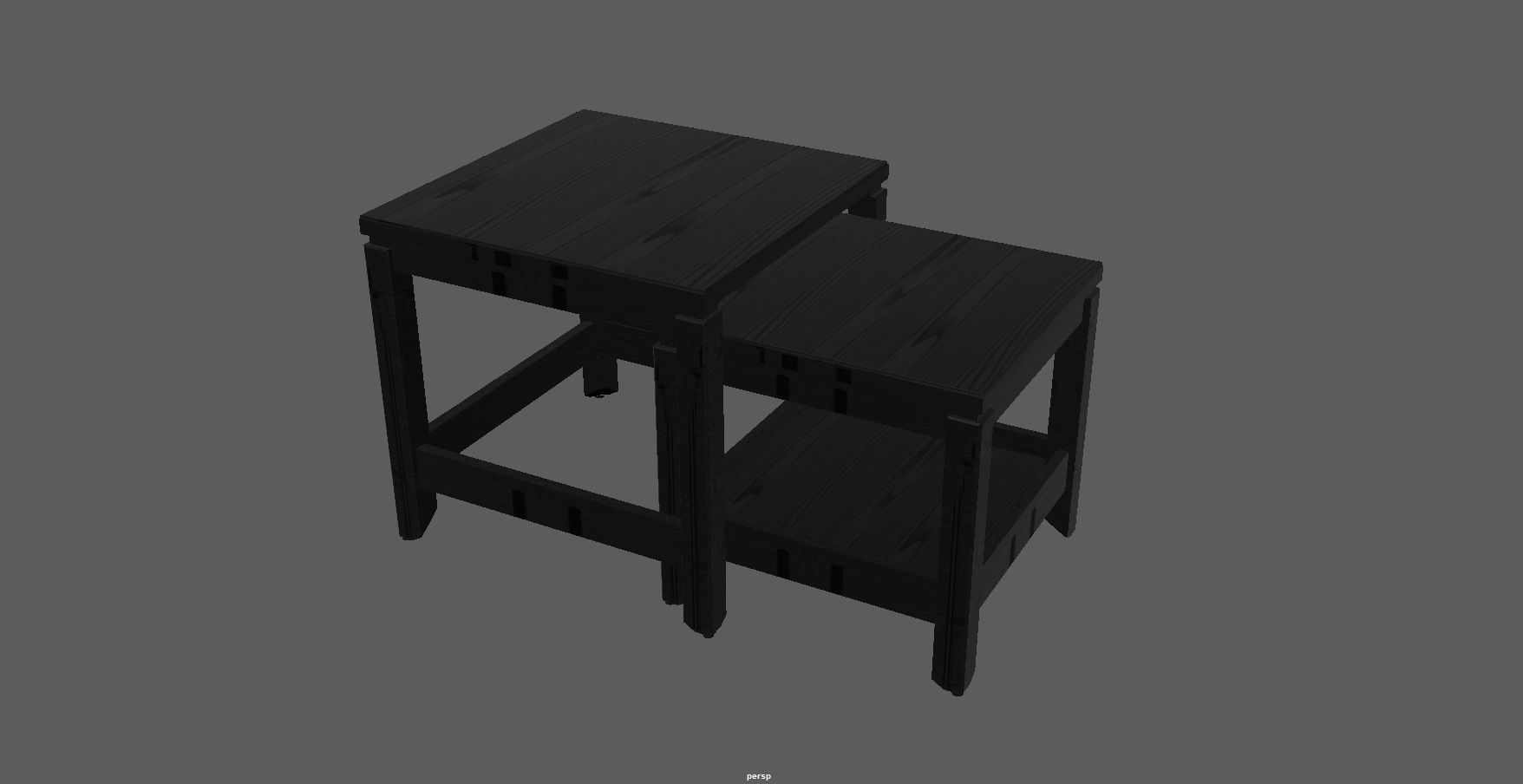 Nest of table - Coffee table - Side table - End table Low-poly 3D model_33