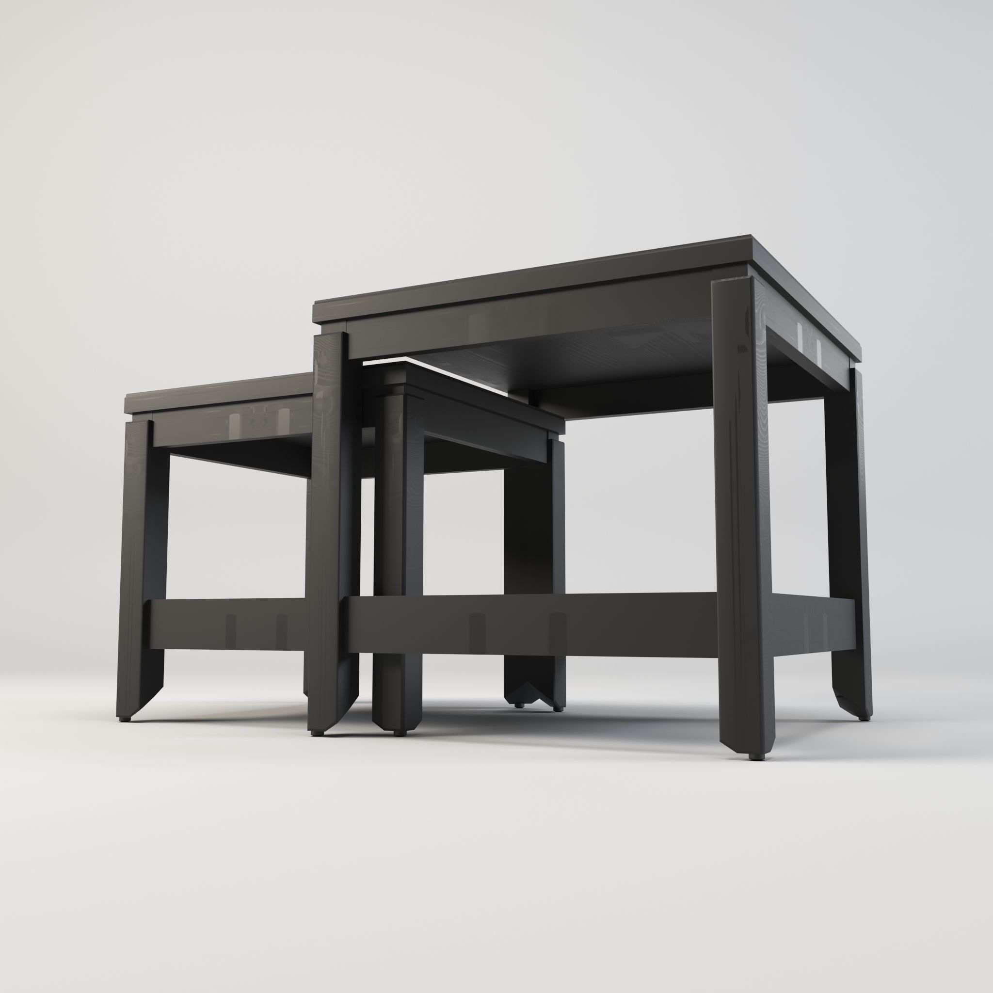 Nest of table - Coffee table - Side table - End table Low-poly 3D model_2