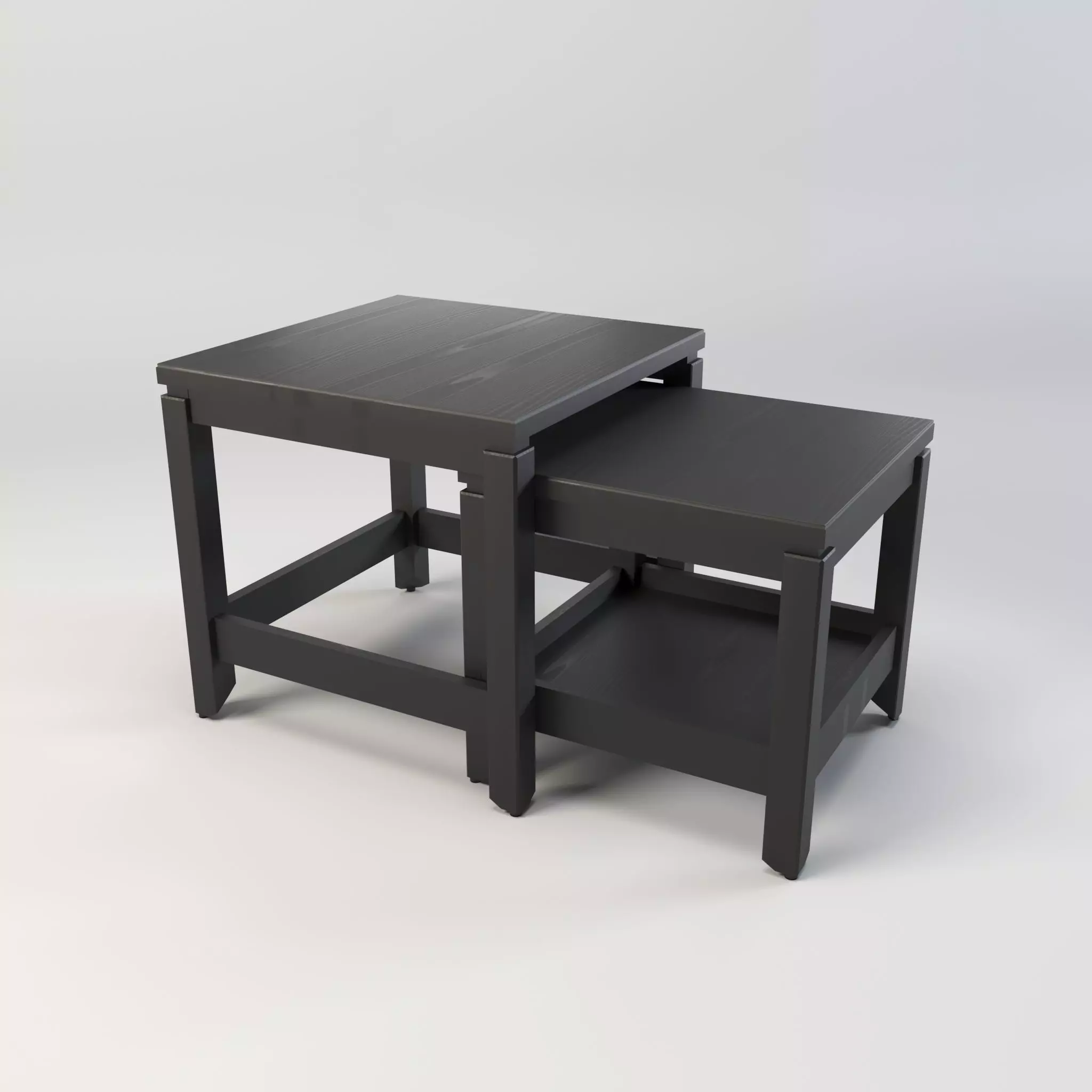 Nest of table - Coffee table - Side table - End table Low-poly 3D model_0