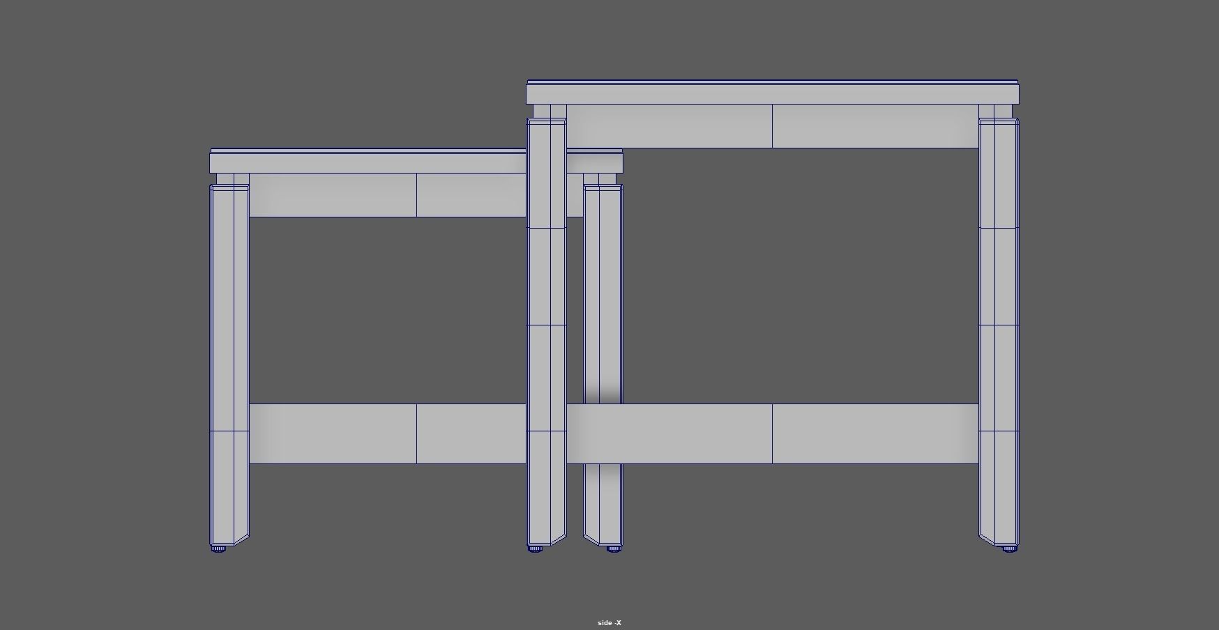 Nest of table - Coffee table - Side table - End table Low-poly 3D model_11