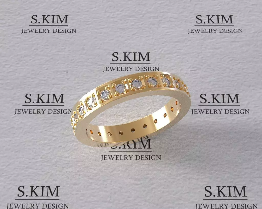 Square cuts wedding ring collection 3D print model