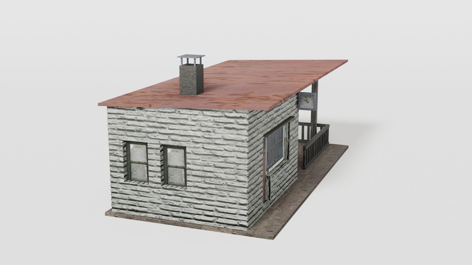 Small rural train stop Low-poly 3D model_5