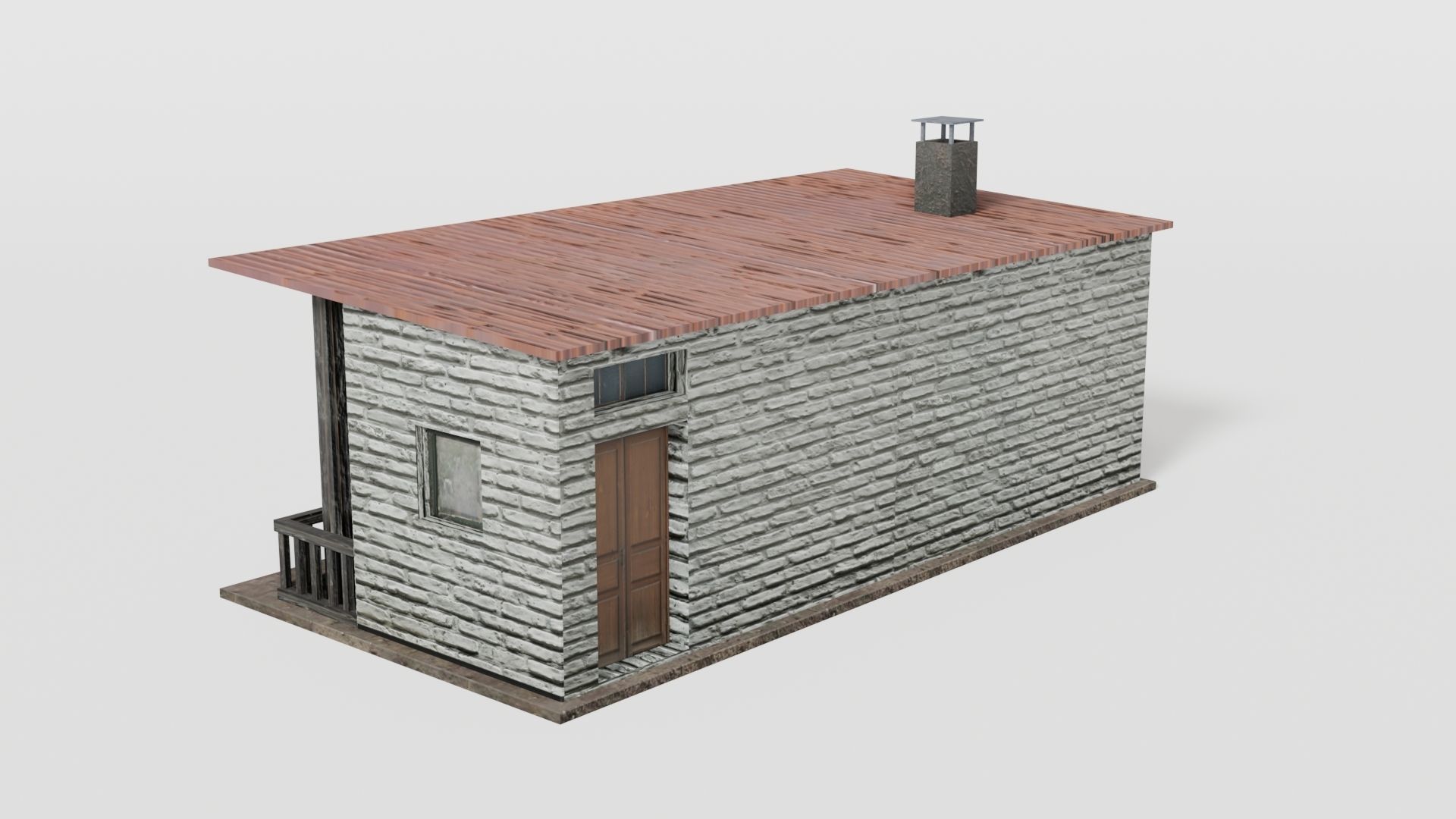 Small rural train stop Low-poly 3D model_4