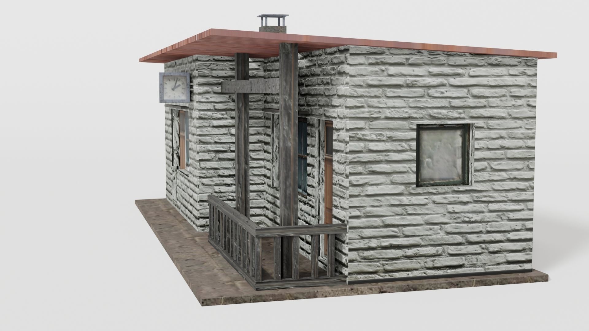 Small rural train stop Low-poly 3D model_6